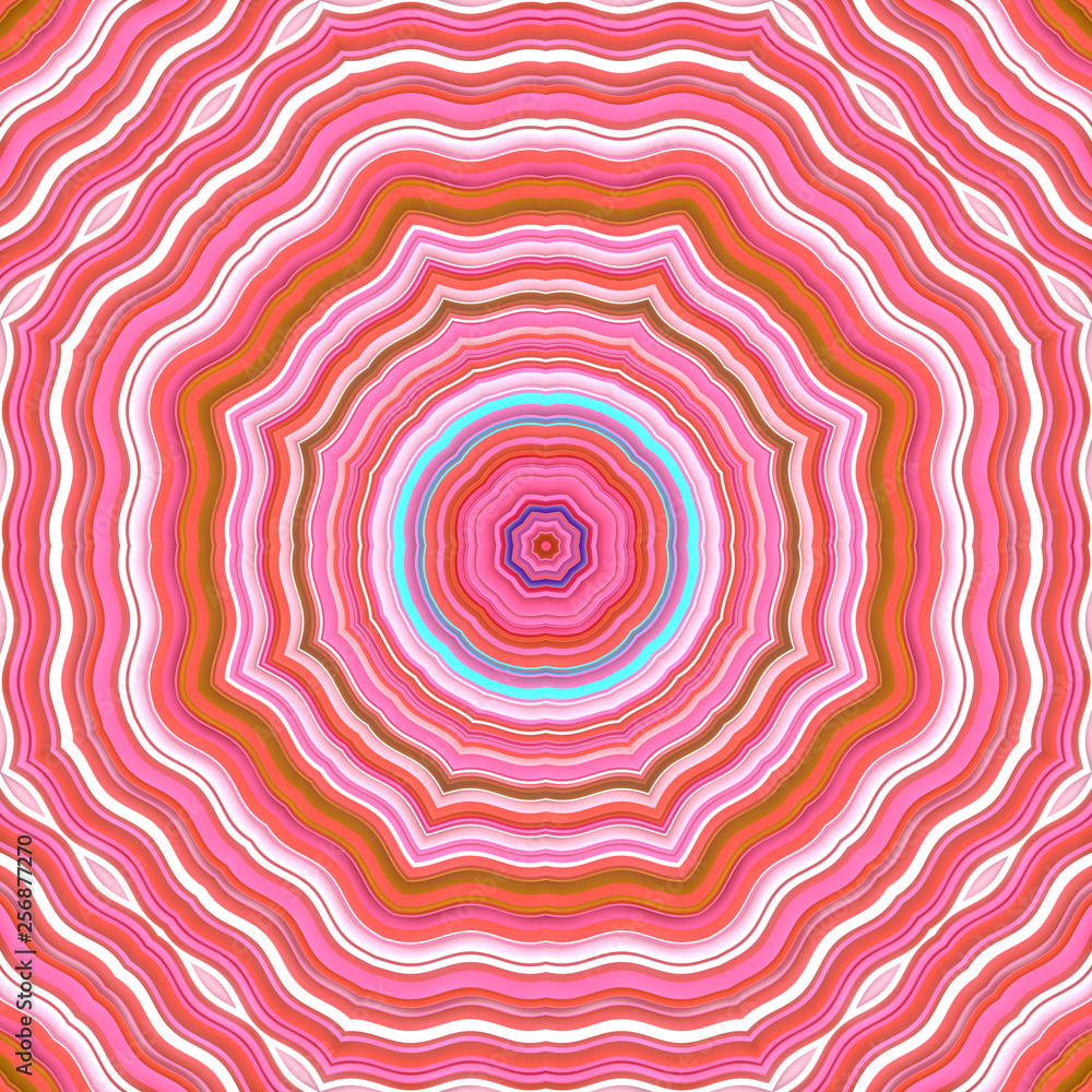Aufkleber Abstract ornament of pink colored wavy lines. Dynamic Effect. Design Template. Modern Pattern. 3d rendering