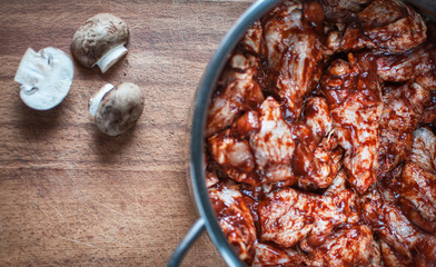 Marinade of chicken wings with paprika and soy sauce