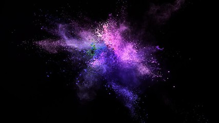 Super slowmotion shot of color powder explosion isolated on black background. Shot with high speed cinema camera at 1000fps