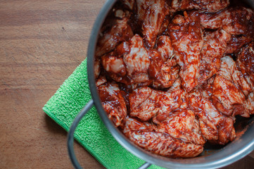 Marinade of chicken wings with paprika and soy sauce