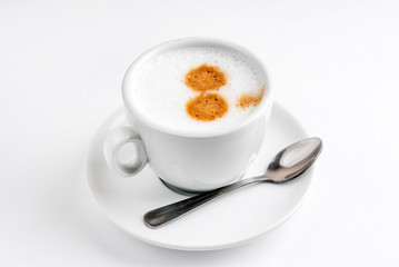 cup of cappuccino on the white background