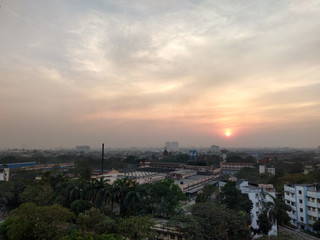 panoramic view of the city kolkata at sunset