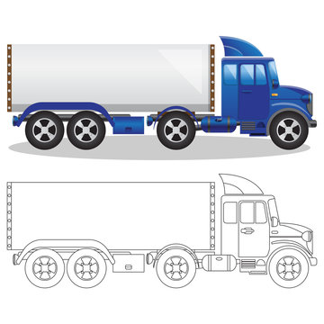 Truck. Side view. Isolated on white background. Vector illustration.