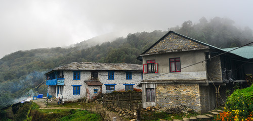 Local house at mountain village at base camp path