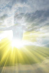 Jesus Christ in the sky with flashes of divine light - Jesus Christ in the sky 