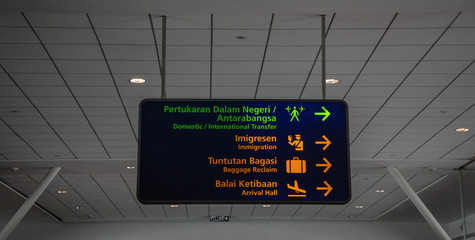 Direction board at Depature Hall of KLIA