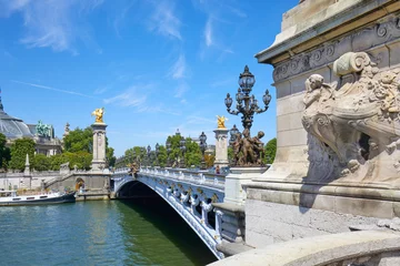 Photo sur Plexiglas Pont Alexandre III Alexandre III bridge in a sunny summer day, blue sky in Paris, France