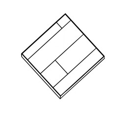 Square on a white background is divided by lines, contour