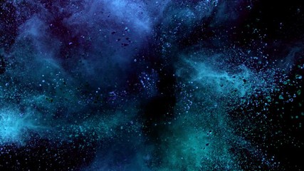 Super slowmotion shot of color powder explosion isolated on black background. Shot with high speed cinema camera at 1000fps