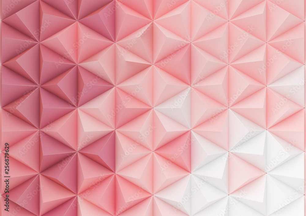 Poster 3d render triangle background in pastel gradient colors. paper pyramid shapes in realistic compositi