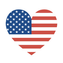 Heart shaped national flag of The United States of America. Vector EPS10 illustration.