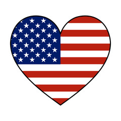 Heart shaped national flag of The United States of America. Vector EPS10 illustration.