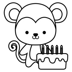 cute and little monkey with sweet cake