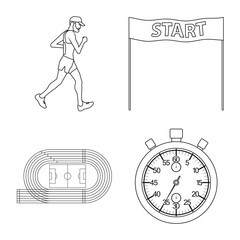 Vector illustration of exercise and sprinter  sign. Set of exercise and marathon stock symbol for web.