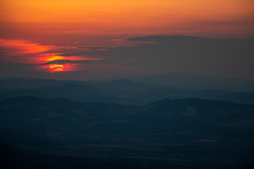 Obraz premium Summer sunset view from Kopitoto Hill, Vitosha Mountain, Sofia, Bulgaria