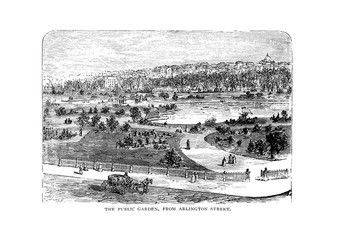 Obraz premium Boston city. Engraving illustration