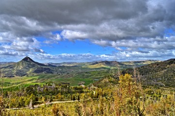 Beautiful Sicilian Landscape with Monte Formaggio in the Foreground, Mazzarino, Caltanissetta, Italy, Europe