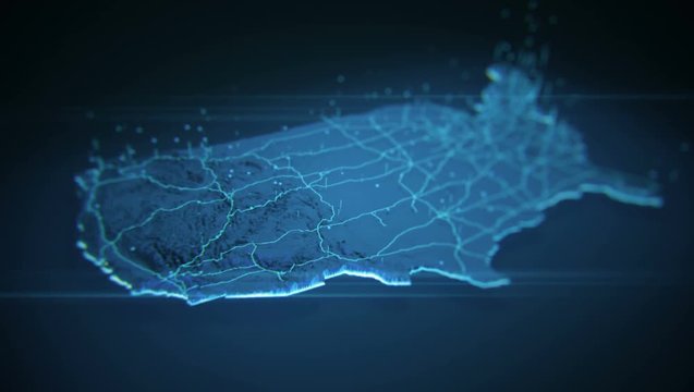 USA Map Connection Lines on the blue background