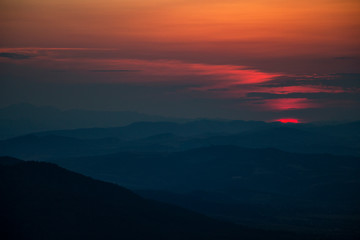 Fototapeta na wymiar Summer sunset view from Kopitoto Hill, Vitosha Mountain, Sofia, Bulgaria