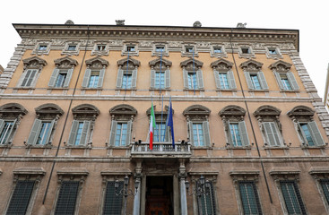 Fototapeta na wymiar Madama Palace in Rome Italy is the seat of the Seante of the Ita