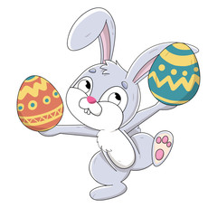 Conejo de Pascua escondiendo huevos