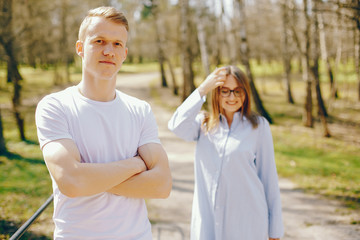 Fototapeta premium cute couple in a forest
