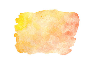 Abstract yellow with orange and red background, watercolor painting isolated on white