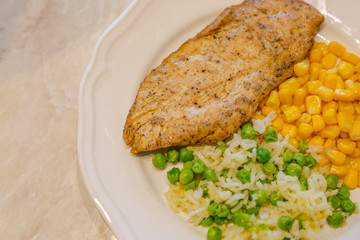Chicken breast with rice and vegetables 