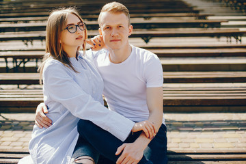 Fototapeta premium cute couple in a forest