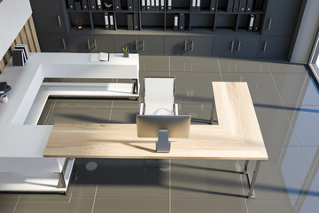 Top view of manager office interior