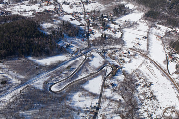 aerial view of the winter  mountain landscape