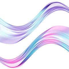 Abstract multicolored waves on white background