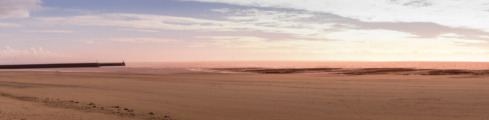 Fototapeta na wymiar Panoramic view of Swansea bay showing beach and the ocean