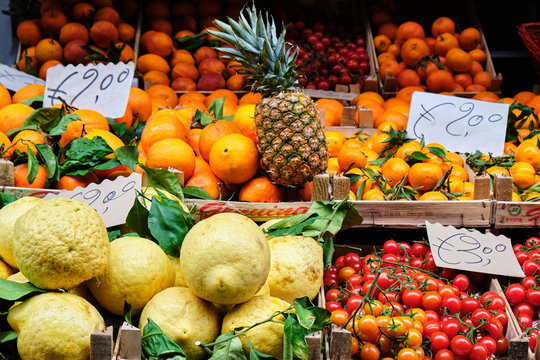 Oranges, Lemons, fruits and Vegetable at Street Markt