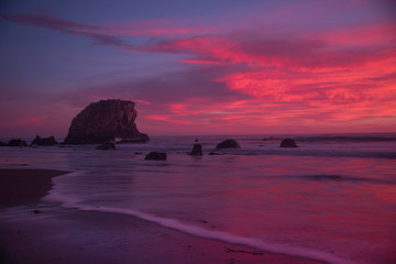 Sea Stack on Beach at San Simeon State Park After Sunset