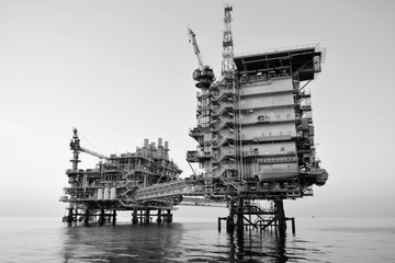 Oil and gas offshore platform 2019.Black&White 