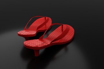 red flip-flops isolated on black background