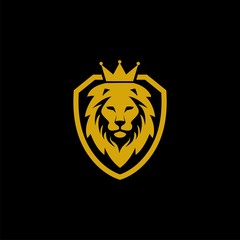 illustration lion king shield logo