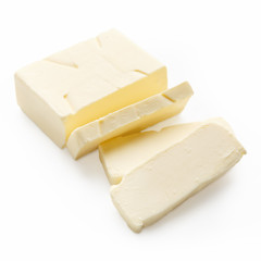 Sliced butter on white