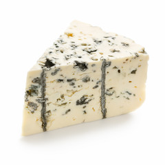 Blue cheese on white.