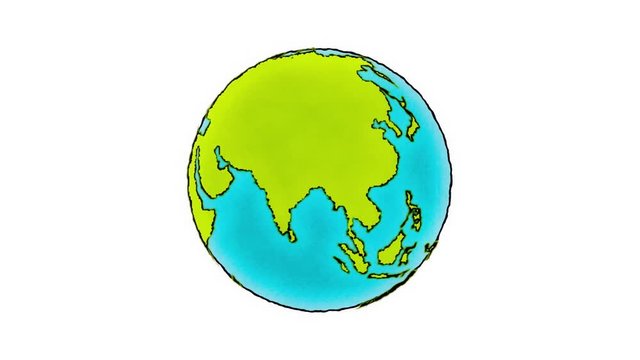 Cartoon planet earth spinning
