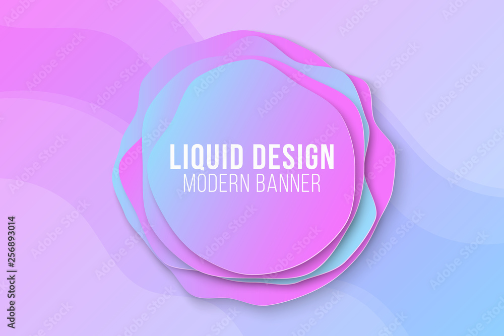 Poster liquid color abstract banner. liquid colored forms and line. gradient abstract banner with flowing l