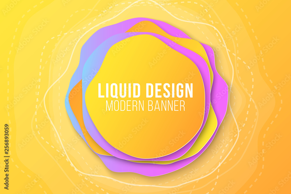 Poster liquid color abstract banner. liquid colored forms and line. gradient abstract banner with flowing l