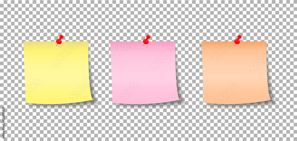 Poster paper notes pinned by a button. stickers. notes for the message.