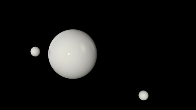 3D animation of balls that move in space.