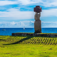Open Eyed Moai Statue