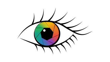Fototapeta premium Aperture in the eye. Diaphragm icon. Vector illustration.