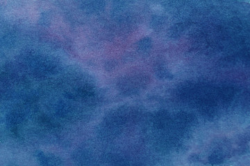 Space hand painted watercolor background. Abstract galaxy painting. Cosmic texture with stars. Night sky. Blue and pink color.