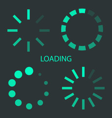 Loading set. Loading icons. Download, update and upload icons. Vector illustration.