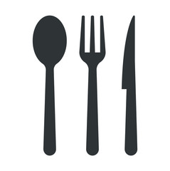 Spoon, fork and knife icons. Cutlery. Canteen. Menu.
